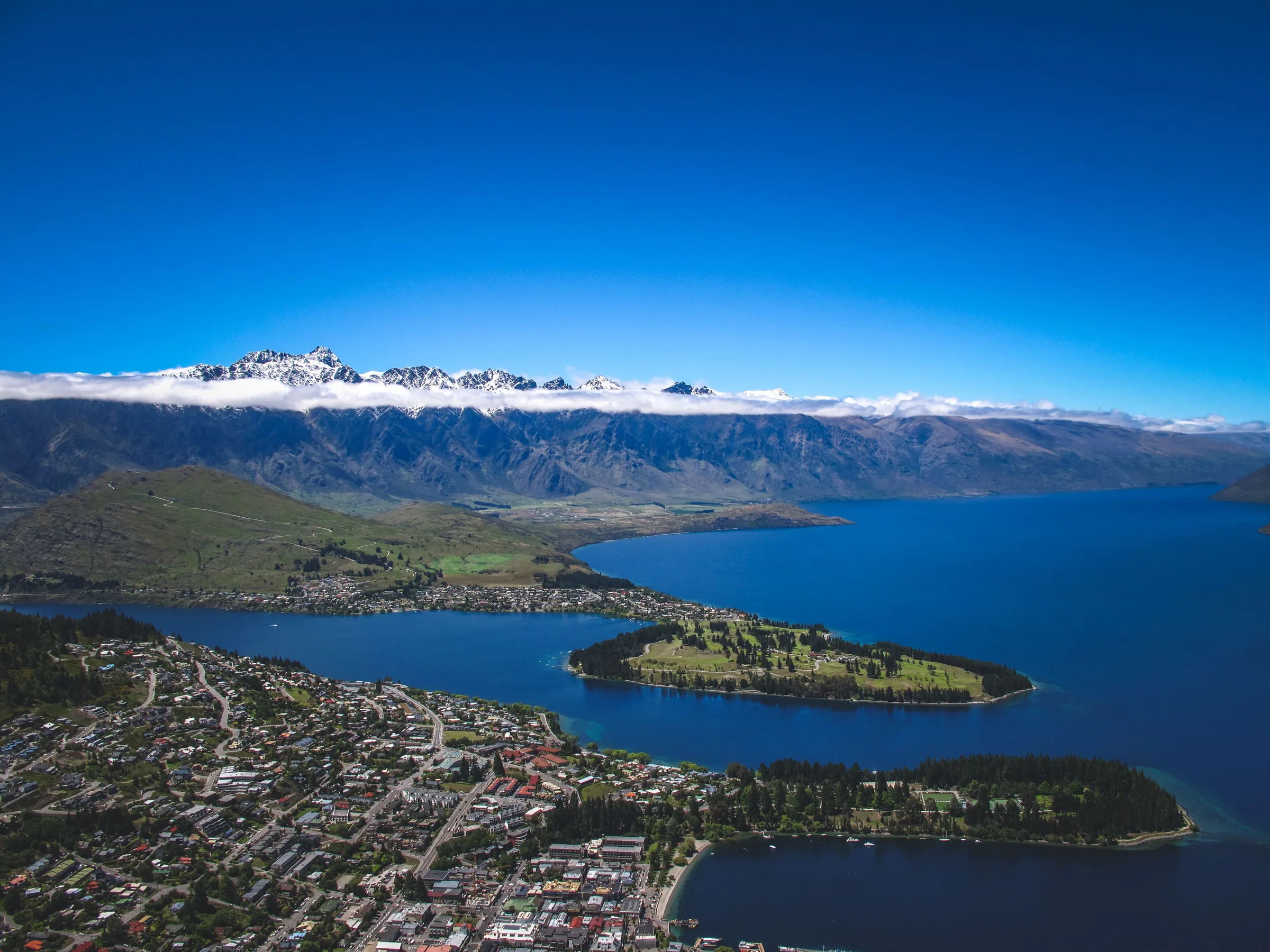 Aerial view of Queenstown, New Zealand